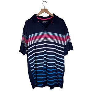 NIKE GOLF lightweight moisture wicking neon striped men’s golf polo XL